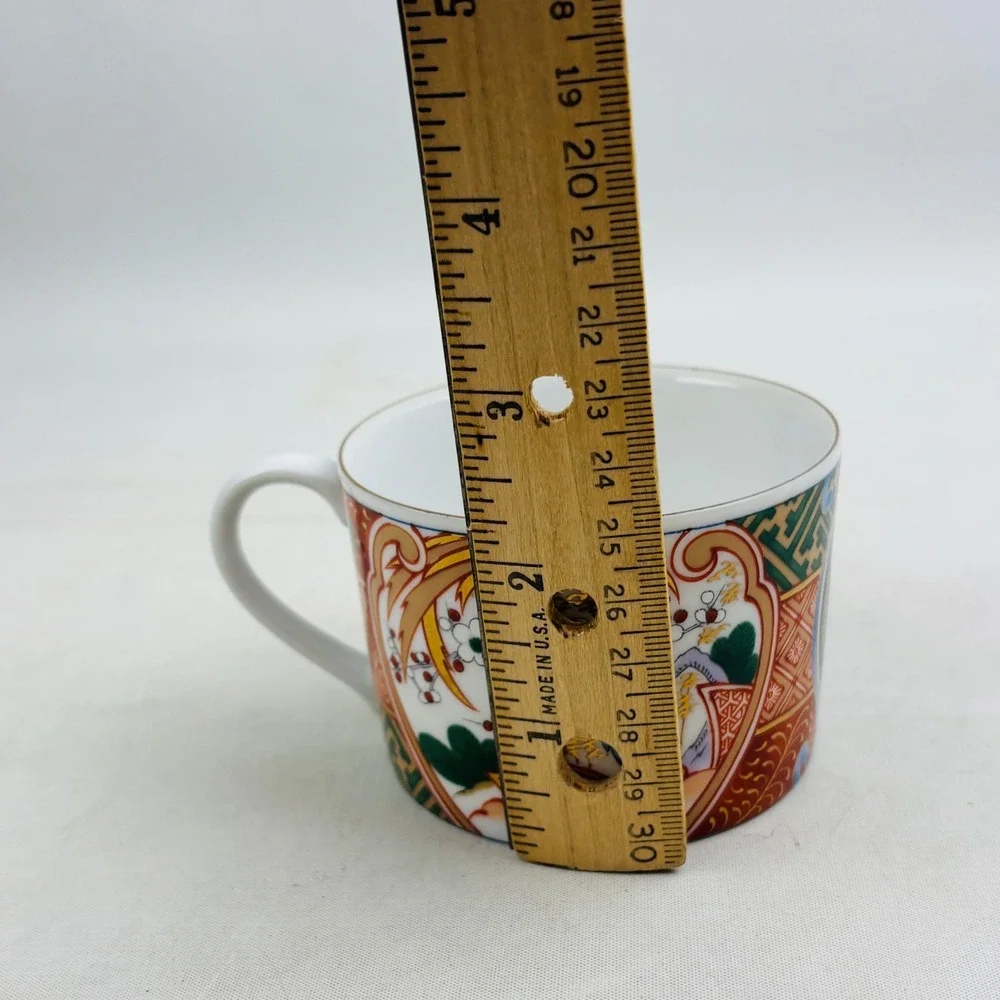 Andrea by Sadek Stork & Blossom Cup and Saucer Set of 6 Imari Japanese Porcelain